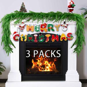 Horynar 2 Pcs Christmas Garlands, 12 FT (2 * 6FT) Artificial Lifelike Pine Garland, Banner Included, Greenery Garland for Mantle, Table, Stairs, Wall, , Christmas Decorations Outdoor (2, 6 FT)