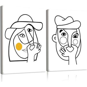 RUURUU 2Pcs Framed Black and White Funny Bathroom Canvas Wall Art Black and White bathroom Modern Abstract Posters Prints Wall Dcor Black and White Pictures Artwork for Guest Toilet Walls 12x16inches