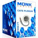 MONK CABLES | CAT6 Plenum Cable 1000ft | UTP, 23AWG, 550MHz | DSX-8000 Certified | Most Certified Cable of The Whole Market (Grey)