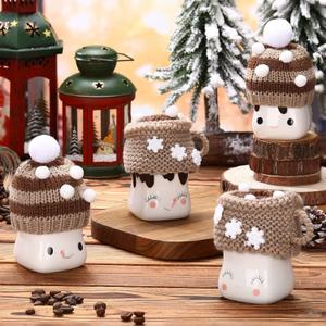 Aoriher 4 Pieces Christmas Marshmallow Crochet Mug Hat Mini Knit Cocoa Mugs Decor Topper(Fashion Style) Aoriher 4 Pieces Christmas Marshmallow Crochet Mug Hat Mini Knit Cocoa Mugs Decor Topper(Fashion Style)
