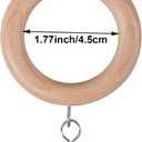 24 Pack Wooden Curtain Rod Rings,Fit 1.1-1.6 Inch Rods,1.77 Inch Inner Diameter 2.76 Inch Outer Diameter, Natural Beech Wood Drapery Rings for Window Curtain
