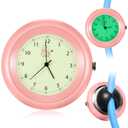 Glow in The Dark Stethoscope Watch Nurse Gift Clip on Stethoscope Clock with Second Hand Pocket Clock with Medical Symbols 2025 CNA Week Appreciation Accessories for Doctor Clinic Staff(Pink)