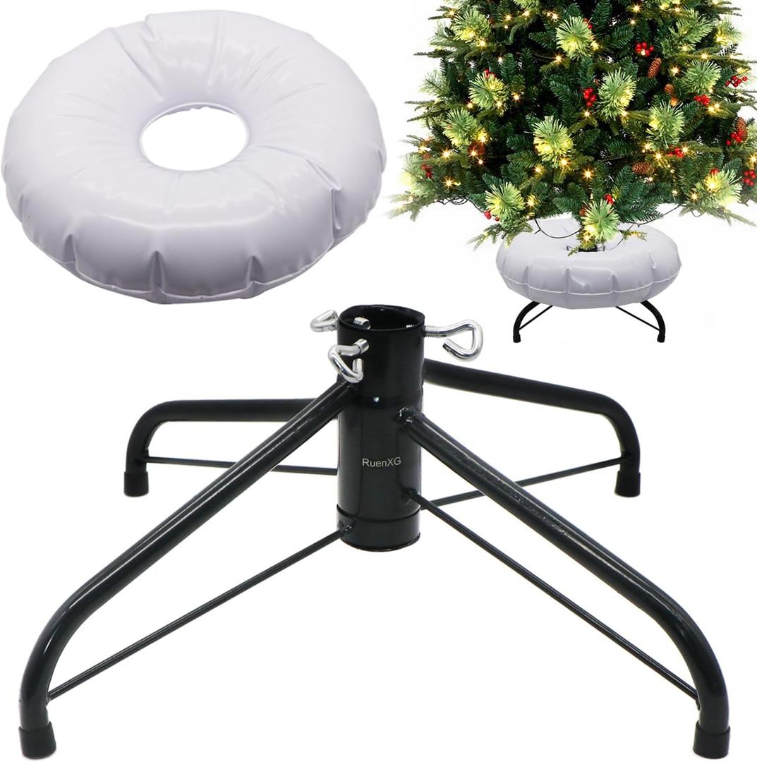 RUENXG Christmas Tree Stand Foldable Artificial Tree Holder Heavy Duty Replacement Artificial Xmas Tree Base with Water Fillable Base for 4ft to 7ft Artificial Christmas Tree,Fits 0.5-1.25 Inch Pole