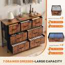 Sweetcrispy 7 Drawer Dresser with Fabric Bins Fabric Storage Tower Organizer for Bedroom Closet Hallway Entryway Tall Chest of Drawers with Steel Frame Wood Top Easy Pull Handles,Rustic Brown
