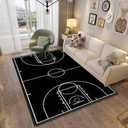 Home Area Runner Rug Pad Basketball Court with Black in Thickened Non Slip Mats Doormat Entry Rug Floor Carpet for Living Room Indoor Outdoor Throw Rugs, Multi9, 4'x5'3''120cm*160cm
