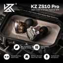 Linsoul KZ ZS10 Pro, 4BA+1DD 5 Driver in Ear Monitor, HiFi Wired Earbuds, Gaming Earbuds, Hybrid IEM Earphones with Stainless Steel Faceplate, Detachable Cable for Musician(with Mic, Black)