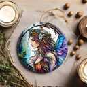 Stained Ceramic Fairy Ornament - Fairy Christmas Ornaments - Christmas Tree Ornaments - Christmas Decorations - Fairy Decor for Office, Room, Home - Holiday Present Ideas - B