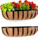 Railing Planter Window Box Deck Balcony Rail Planter 24 Inch for Porch Fence Patio Outdoor 2 Pack