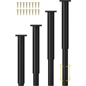 Metal Adjustable Furniture Legs 10-17 inch, Wlrrcwdttc Sofa Cabinet Legs Adjustable Height Replacement Support Legs for Bed/Couch/Dresser/Chair/TV Stand/Coffee Table, Legs for Furniture Set of 4-Black