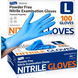 Supmedic Medical Soft Max Nitrile Exam Gloves, 100 Count Latex-Free Powder-Free Non-Sterile Food Safe Disposable Glove, Blue
