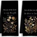 Rustic Floral Christian Kitchen Towels, Bible Verse Gifts Dish Tea Towels, Christian Religious Gifts Decorative Hand Towel for Bathroom Kitchen, 16x24 Inch Set of 2