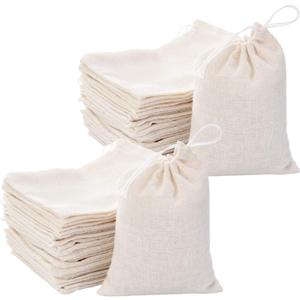 Tatuo 200 Pack Muslin Bags Burlap Drawstring sachet Bags Multipurpose Canvas Linen Pouch for Tea Jewelry Wedding Party Favors Storage
