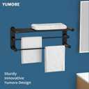 YUMORE 24-Inch Towel Rack, Towel Holder Shelf with 2 Towel Bar Towel Storage Organizer for Bathroom & Lavatory Wall Mounted (Matte Black)