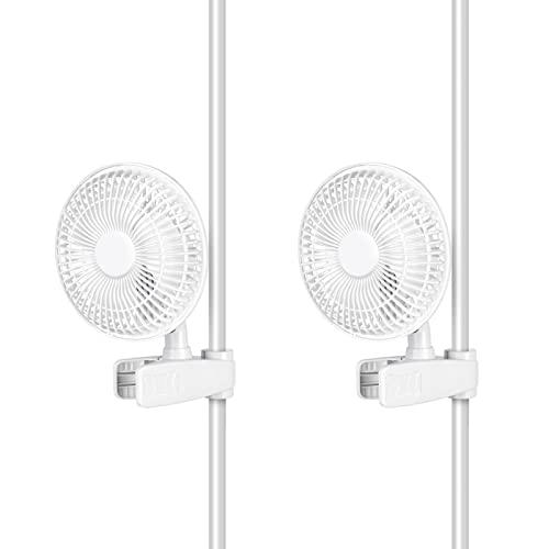 HealSmart Clip Fan, 6-Inch Grow Tent, Monkey Fan, Wall Mount With Adjustable 90 Angles, 15W, 2-Speeds Control, 2 Pack