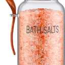 SiliFine 1 Piece 94 oz Bath Salts Glass Jar with Wooden Lid, Bath Salt Container with Scoop, Airtight Storage Bathtub Accessories for Women