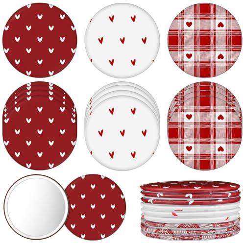 Geetery 120 Pcs Heart Compact Mirrors Gifts Bulk Mini Small Circle Portable Pocket Purse Red Love Heart Mirrors for Makeup Travel Women Mother Friends Adults Office Coworker Employee Team Staff Gifts
