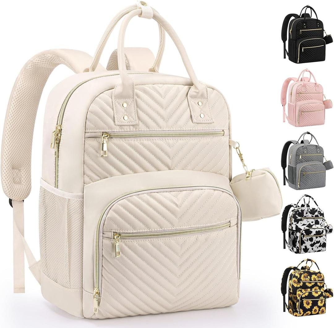 Diaper Bag Backpack,Baby Essentials Diapers Bag with Pacifier Case,Multipurpose Stylish Large Capacity Travel Backpack for Baby Girl/Boy(M-Beige)