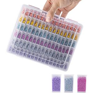 VTG Diamond Painting Storage Containers, Diamond Art Portable Bead Storage Organizer 96 Gird Diamond Painting Accessories (Storage Box) (96 small square bottle)