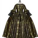 CosplayDiy Women's Queen Marie Antoinette Rococo Ball Gown Gothic Victorian Dress Costume Gold Black (Black, M)
