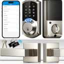Veise Fingerprint Smart Locks for Front Door with 2 Lever Handle Set, App Control, Keyless Entry, Electronic Digital Keypad Deadbolt, Auto Lock, Waterproof, Easy to Install, Satin Nickel
