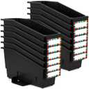 Classroom Book Bins Set of 12 Versatile Storage Organizers Sturdy Magazine and Binder Holders for Classroom Teachers School Supplies Library Organization（Black）