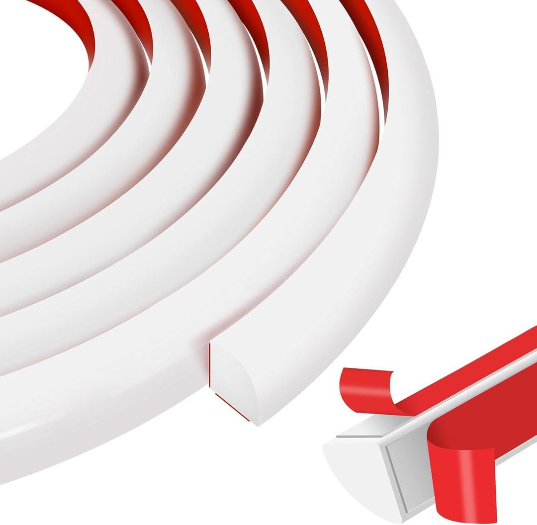 MYFAMIREA Flexible Quarter Round Molding 157 Inch Peel and Stick Rubber Quarter Round Trim Molding Self Adhesive Bendable Edge Trim for Wall Edge Corner Countertop Bathroom Kitchen Floor, White