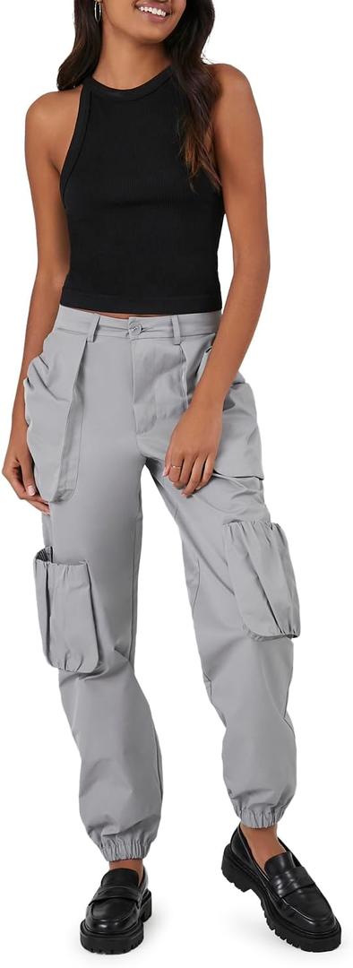 Forever 21 Womens Ruched Pocket Joggers (Medium, Harbor Grey)