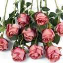 Flojery 10pcs Artificial Rose Flowers Long Stem Fake Silk Roses for DIY Wedding Bouquet Table Centerpiece Home Decor (Rose Red)