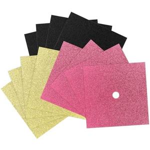12 Pcs Glitter Cardstock Paper for Graduation Cap Decorations Kit Class of 2026, Graduation Cap Decorations Students DIY Projects and 3 Pcs Gemstone Border Stickers for Grad Parties (Black, Gold, Pink)