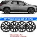 Wheel Skins Compatible with Chevy Traverse 2018 2019 2020 2021 2022 2023 18-inch Wheel Covers Glossy Black Set of 4 Pcs