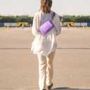 WATERFLY Crossbody Belt Fanny Pack: Sports Walking Waist Bag Runner Belt Bum Bag Hip Fannie Pack Phanny Fannypack Woman Man for Hiking Jogging Running (Purple)