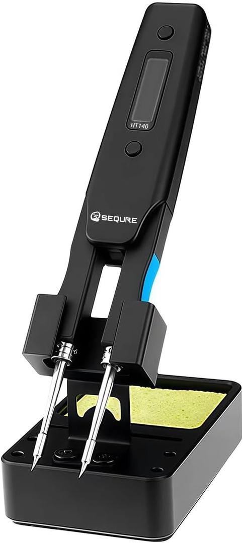 SEQURE HT140 2-IN-1 Portable Hot Tweezers Soldering Iron Kit, 2s Fast Heating, 122-932, 3 Preset Temperature, Temp Calibration, Auto Sleep, Smart Digital Soldering Iron for SMD Work, Micro Soldering
