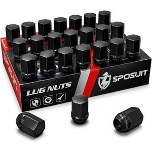 Sposuit M14x1.5 Lug Nuts - Replacement for 1999-2024 Chevy Silverado 1500, 2009-2024 Traverse, 2015-2024 Colorado, 2001-2024 Tahoe, 2007-2013 Avalanche - OEM Factory Style Black Lug Nut(24 Pcs)