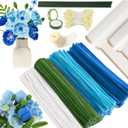 400 PCS Chenille Stems Assorted Colors Pipe Cleaners Bulk for DIY Crafts & Flowers, Pipe Cleaners Craft Kit with Floral Wires, Gardening Tape, Wrapping Paper, Stamen & Ribbon for Bouquets