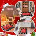 Geelin 2 Pcs Christmas Door Mat Outdoor Merry Christmas Front Door Mats Buffalo Checkered Rug (30'' x 18'' and 43'' x 27.5'') for Home Entrance Indoor Outdoor Decorative Coir Rugs