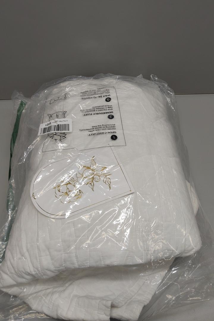 palassio White 100% Cotton Quilt Twin Size Bedding Sets with 1 Pillow Sham, Textured Lightweight Soft Bedspread Shabby Chic Coverlet, Quilted Thin Comforter Bed Cover for All Season, 2 Pieces