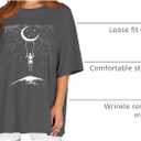 Womens Oversized Tshirt Graphic Tees Crew Neck Summer Short Sleeve Loose Fit Tops (A-Starry Night Grey, M)