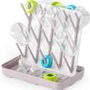 SpaceAid Baby Bottle Drying Rack with 20 Hooks, Space Saving Kitchen Bottles Rack Dryer, Vertical Baby Bottle Holder Organizer for Countertop Storage Accessories (White and Taupe)