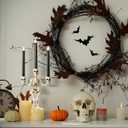 KI Store Skeleton Candelabra with Black LED Candles Set 20-Inch Gothic Decorations for Halloween Fireplace Mantel Table Centerpieces (White)