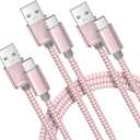 Basesailor USB Type C Charger Cable 3 Pack 3.3/6.6/10FT,Charging Cord for iPhone 16 15 Pro Max,Samsung Galaxy A10E A20 A21 A14 A54 A51 A52 A53 A70 A72 A73 A42 A32 A33 A12 A22,S24 S23 S22 S21 Plus (Pink)