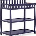 Dream On Me Ashton 2-in-1 Changing Table & Nightstand in Navy Solid New Zealand Pinewood, Safety Rails, Spacious Storage Shelves & Water-Resistant Changing Pad, Converts to Nightstand