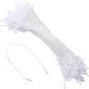 200Pcs 7.8 Inch Thick Hang Tag String Fasteners, White Hang Tag Nylon String Hanging Rope Snap Lock Pin with Plastic Snap Lock Strong Tensile Resistance for Clothes Tags Price Tags (White)