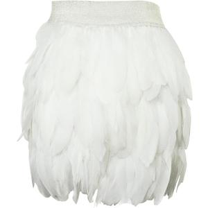 ZAKIA Women's Skirt Real Natural Feather Feather Skirt Casual (Medium, White)