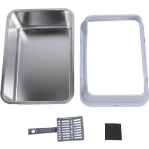 Stainless Steel Cat Litter Box, Top Entry, Sided Kitty Litter Pan with Odor Blocking, Access for Scooping, Large Size for Big Cats, Includes Shovel and (Light Gray)