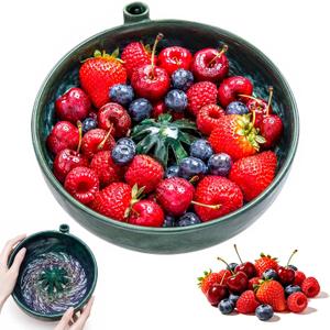 2026 Self Spinning Berry Washing Bowl Ceramic with Drain Holes - Automatic 360 Fruit & Vegetable Washer Drainage Spinner, Rinse Washer Spinner for Berries Vegetables Serving