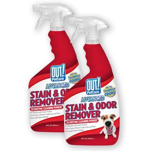 OUT! PetCare Pet Odor & Stain Remover Spray, Carpet & Floor Cleaner, Deodorizer for Dogs & Cats, Made in USA, 32 fl oz (2 Pack)