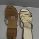 LACUONE Strappy Flat Sandals For Women Slip On Square Open Toe Slides Sandals. Size 40