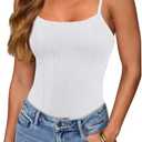 REORIA Women's Sexy Square Neck Adjustable Strap Bodysuit Sleeveless Backless Corset Tops Going Out Outfits, Small
