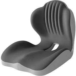 Seashell Memory Foam Truck Seat Cushion for Office Chair, Car Seat,Desk Chair,LShaped Back Support & Sciatica Relief & Tailbone & Coccyx Pain Relief for Long Sitting & Driving（Black&Grey)