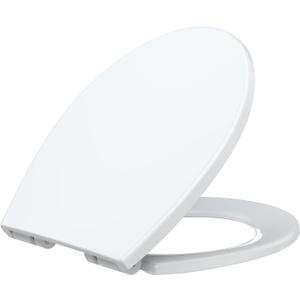 Toilet Seat,PP Round Toilet Seat with SecureLock System - Universal Fit for Most Round Toilets,Quick-Release and Quick-Attach,Easy-Clean White Design